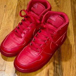 NIKE Big Nike Dunk High Top Gym All Red Leather shoes 336608-660 US Mens Size 10